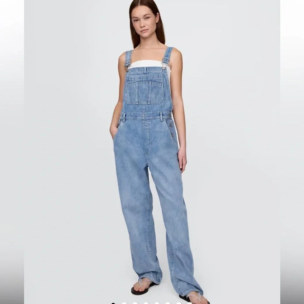 GAP Light Wash Destroy Loose Relaxed Denim Bib Overalls Fall22 Sz XS